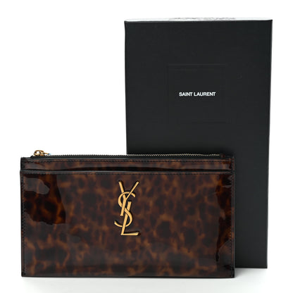 Saint Laurent Patent Tartarugato Monogram Bill Pouch Tortoise Brown 8 of 8