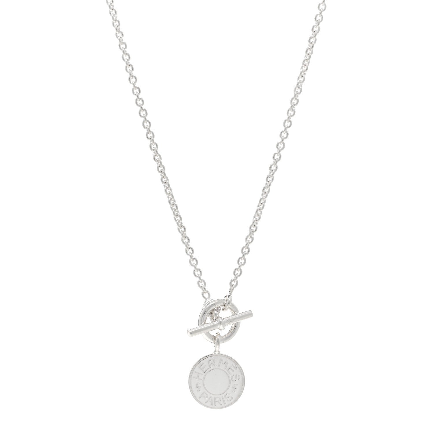Hermes Sterling Silver Amulettes H Confettis Pendant Necklace 1 of 5