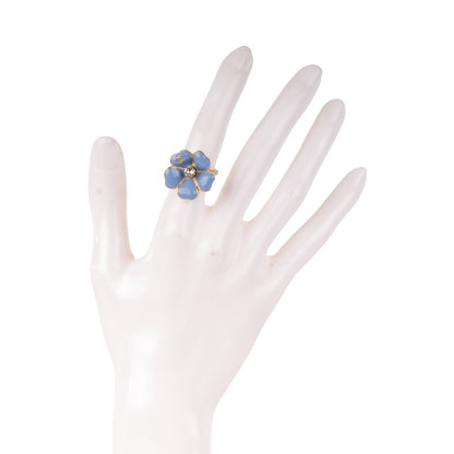 Chanel Enamel Crystal CC Camellia Ring 5 Blue 2 of 4