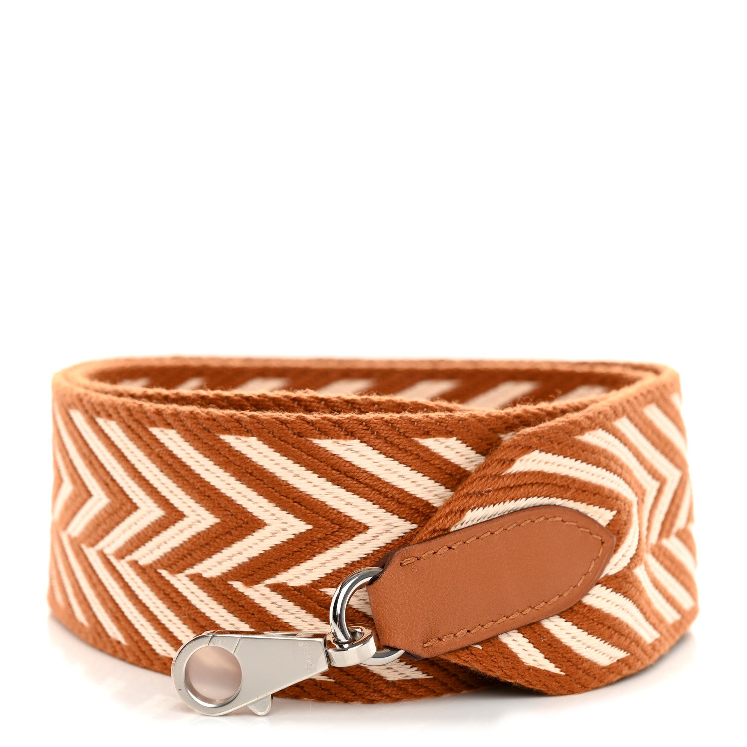 Hermes Toile Swift 50mm Sangle ZigZag Shoulder Strap Gold White 1 of 3