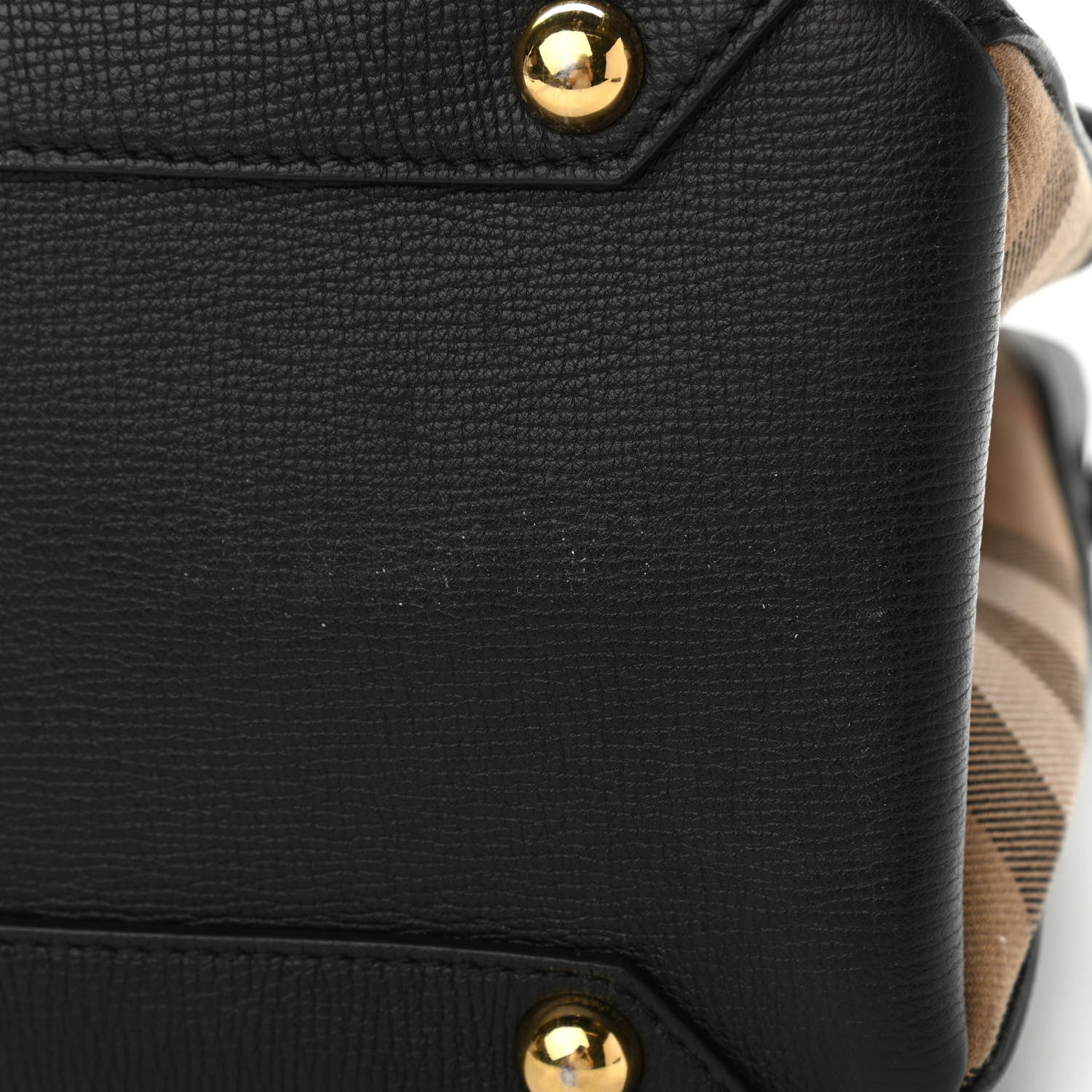 Burberry Grainy Calfskin House Check Medium Banner Tote Black 10 of 11