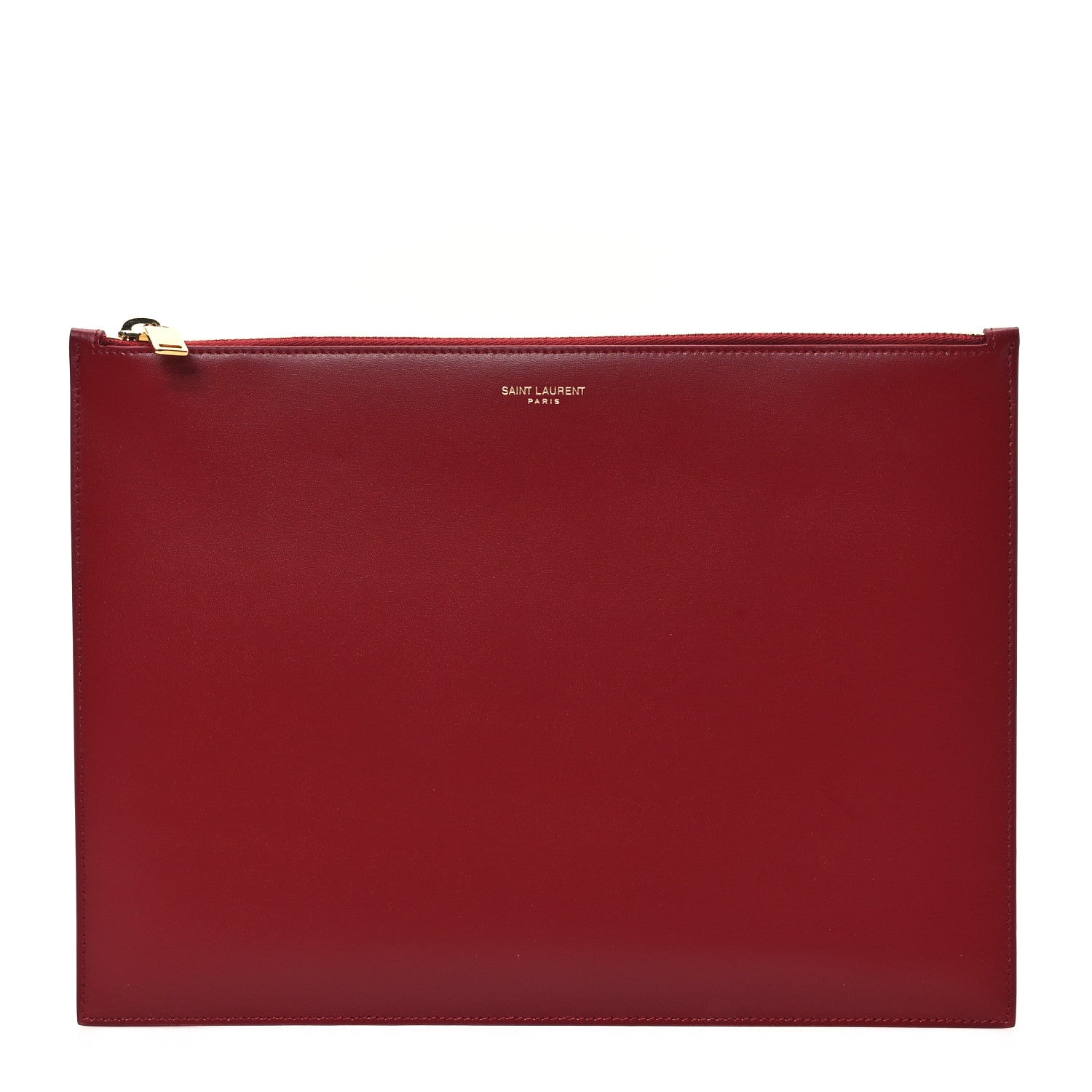 Saint Laurent Calfskin Medium Zip Clutch Red 1 of 11