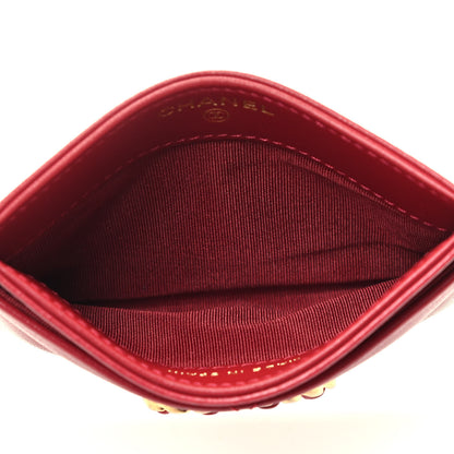 Chanel Shiny Goatskin Quilted Chanel 19 Card Holder Red 3 of 3