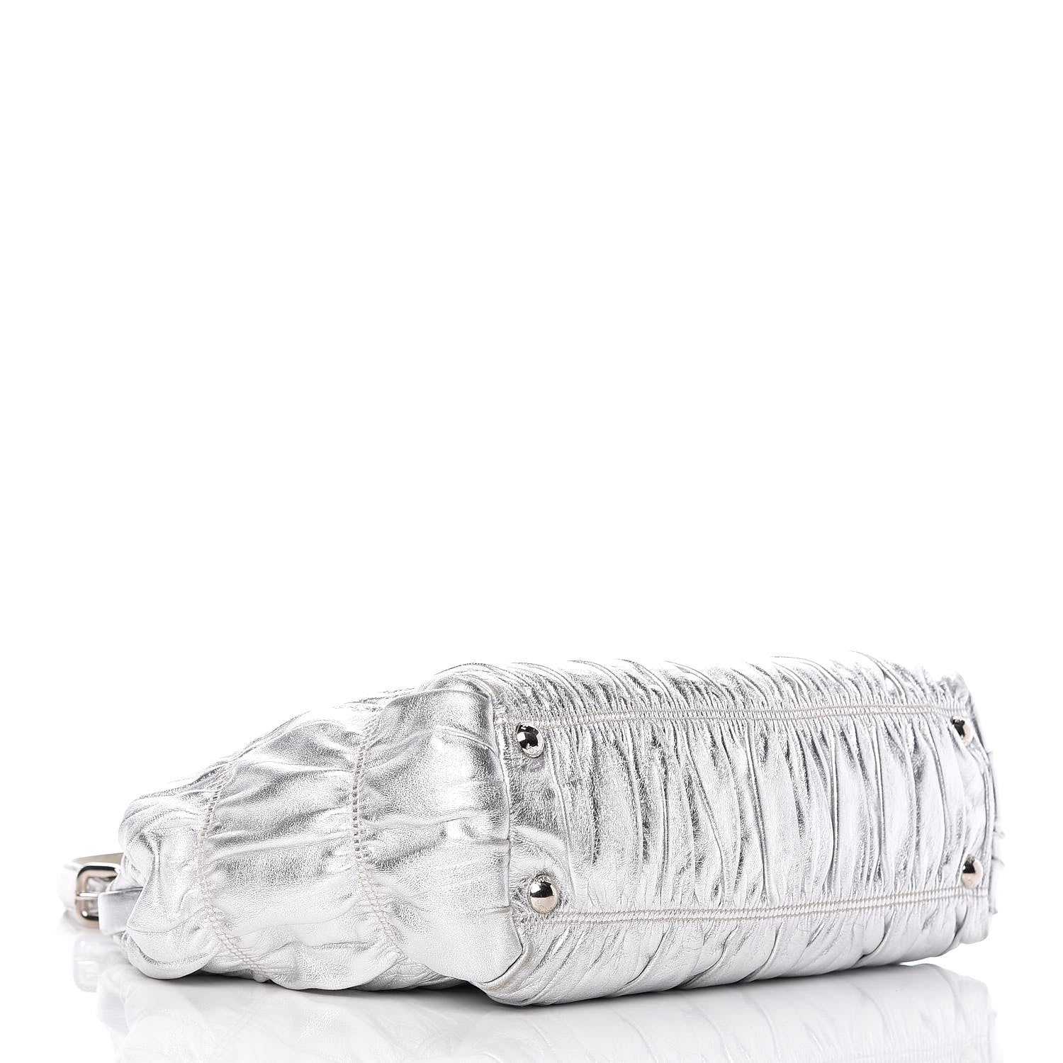 Prada Nappa Dressy Gaufre Frame Tote Argento 4 of 17