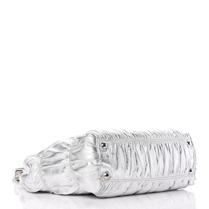 Prada Nappa Dressy Gaufre Frame Tote Argento 4 of 17