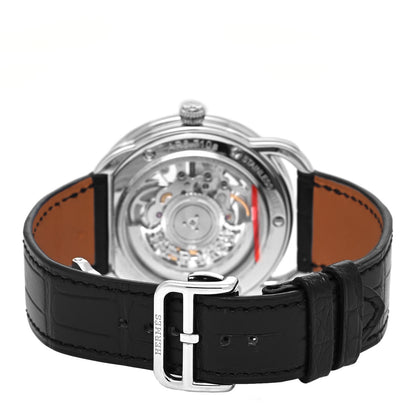 Hermes Stainless Steel Alligator 41mm Arceau Squelette Automatic Watch Noir 3 of 5