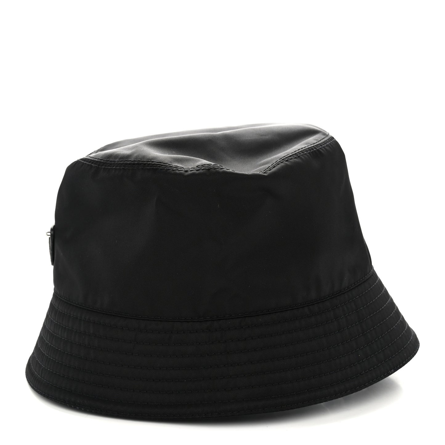 Re-Nylon Metal Triangle Logo Womens Bucket Hat L Black