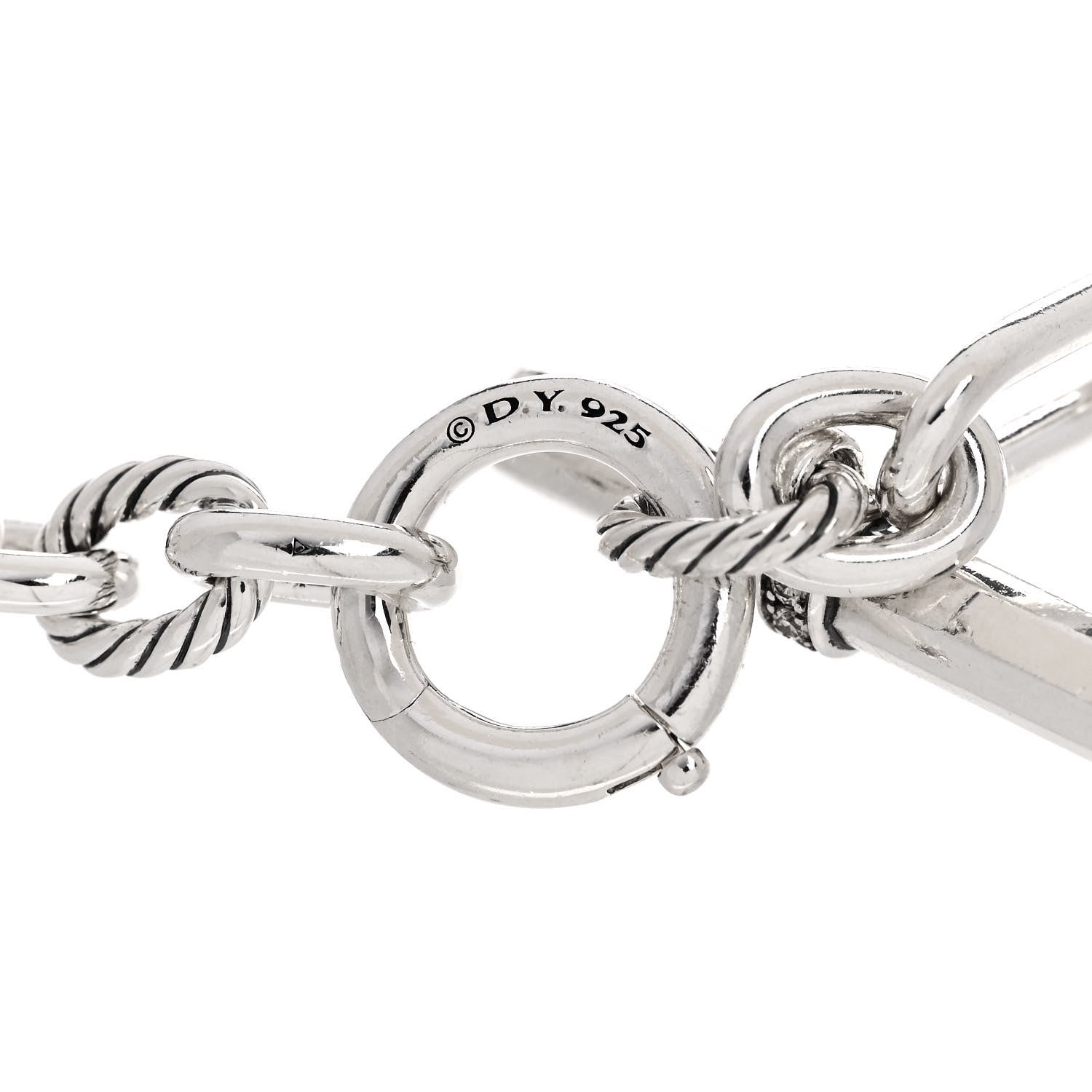 David Yurman Sterling Silver Diamond 9.8mm Lexington Chain Bracelet 3 of 3