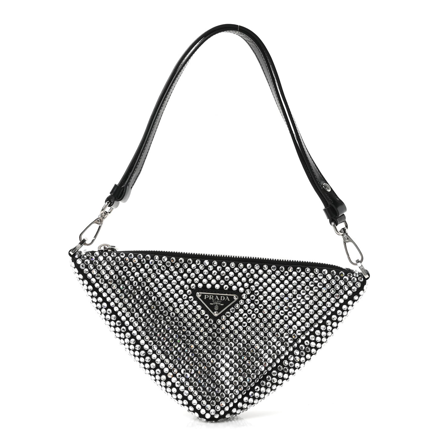 Satin Crystal Triangle Pouch Cristal