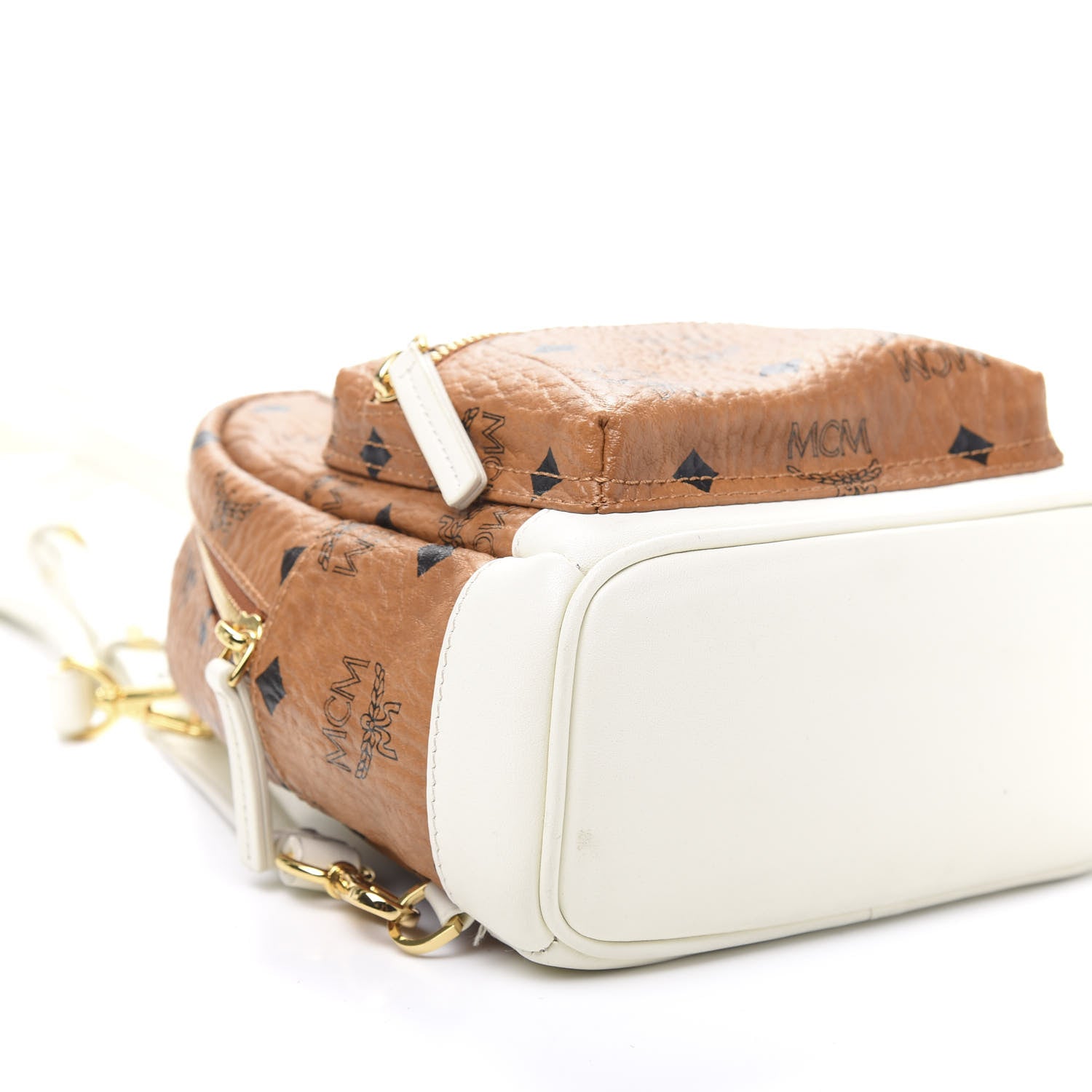 MCM Visetos X-Mini Stark Backpack Cognac White 5 of 10