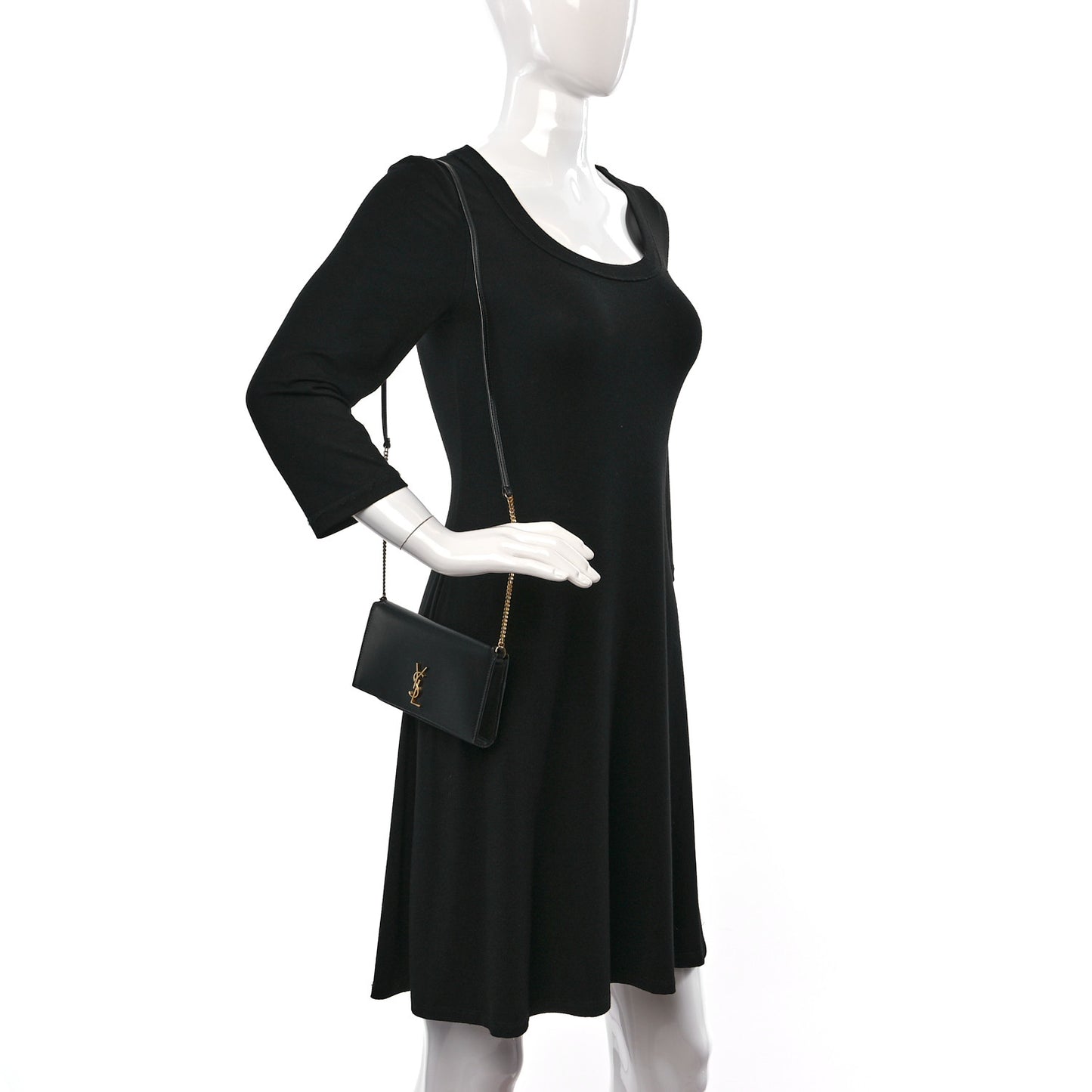 Smooth Calfskin Monogram Phone Holder Crossbody Black