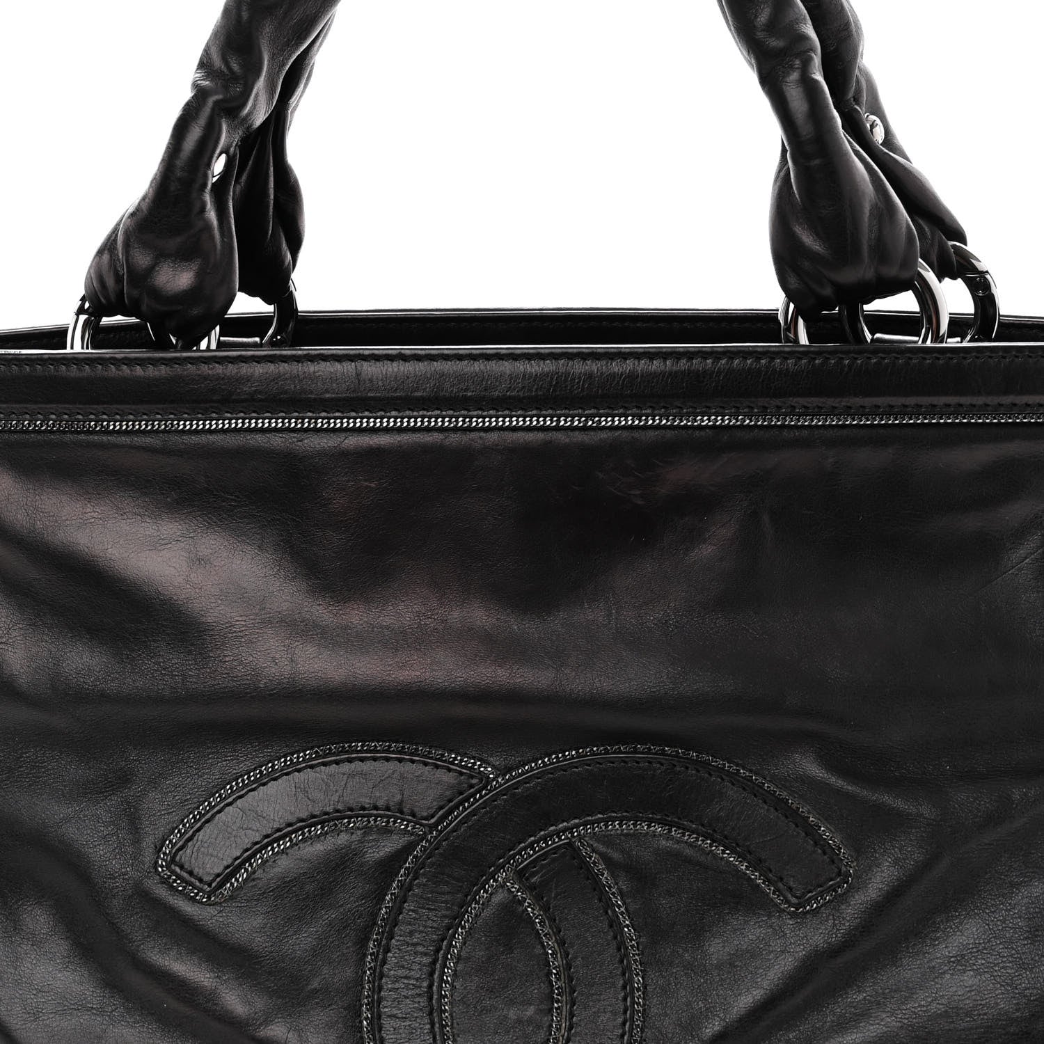 Chanel Lambskin East West Soho Shopper Black 11 of 11