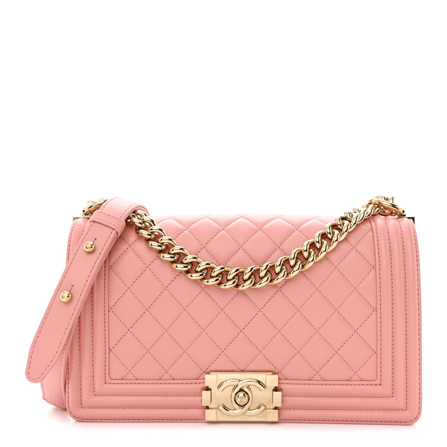 Chanel Calfskin Quilted Medium Boy Flap Pink 1 of 12