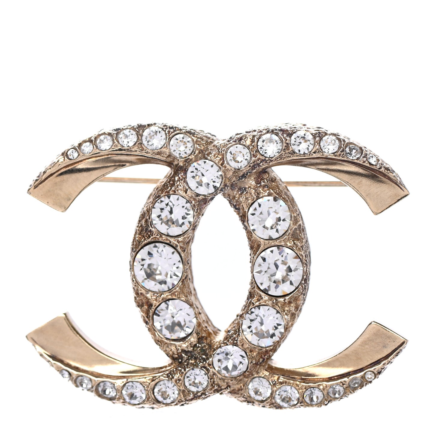 Crystal CC Brooch Light Gold