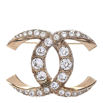 Chanel Crystal CC Brooch Light Gold 1 of 4