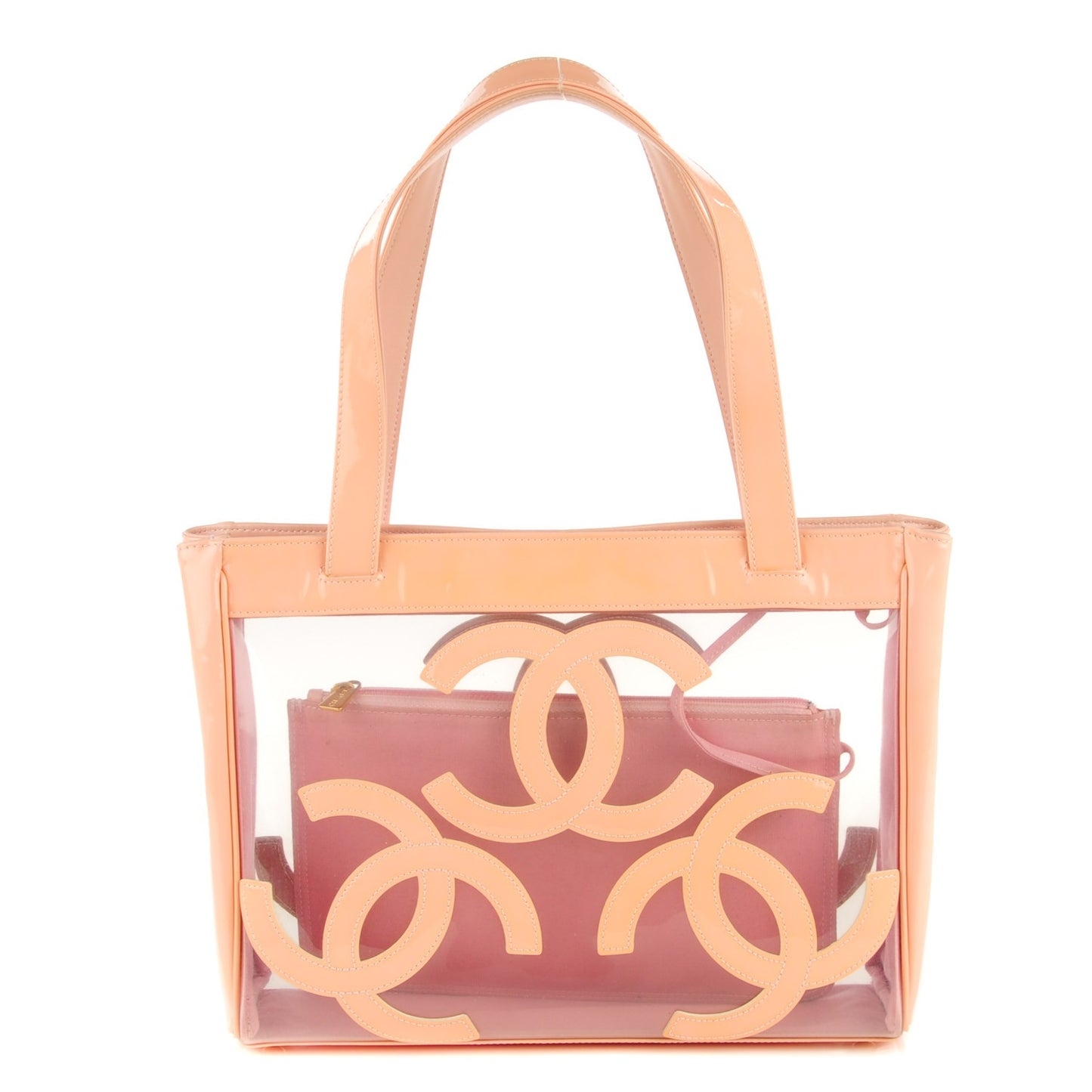 Vinyl Patent CC Logo Beach Tote Pink