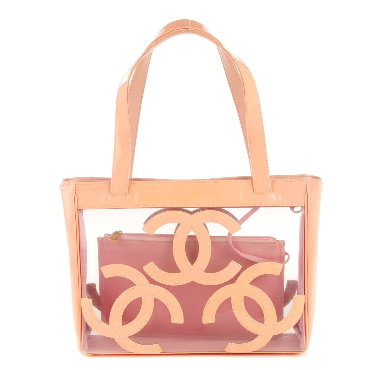 Chanel Vinyl Patent CC Logo Beach Tote Pink 1 of 8