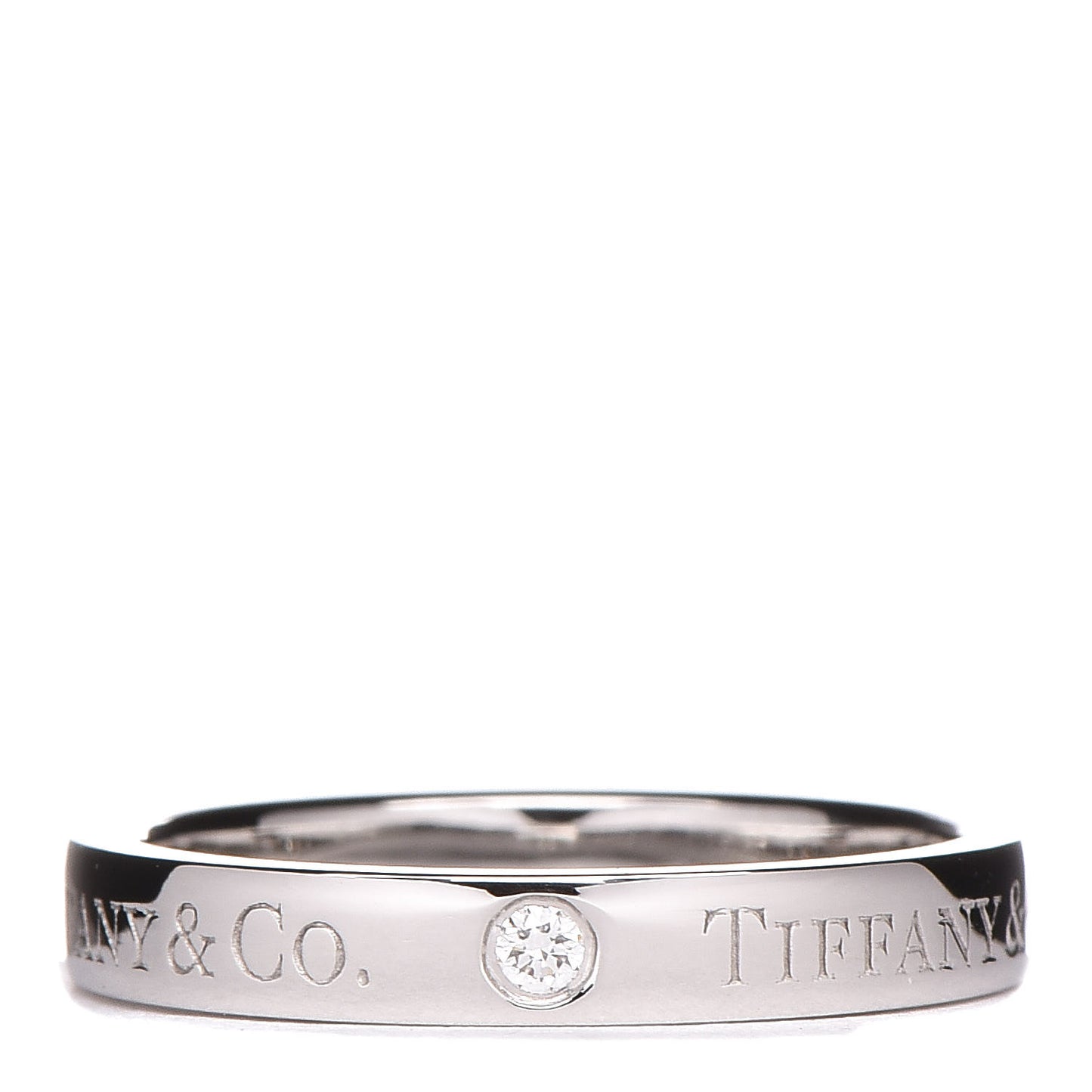 Platinum Diamond Logo Band Ring 52 6
