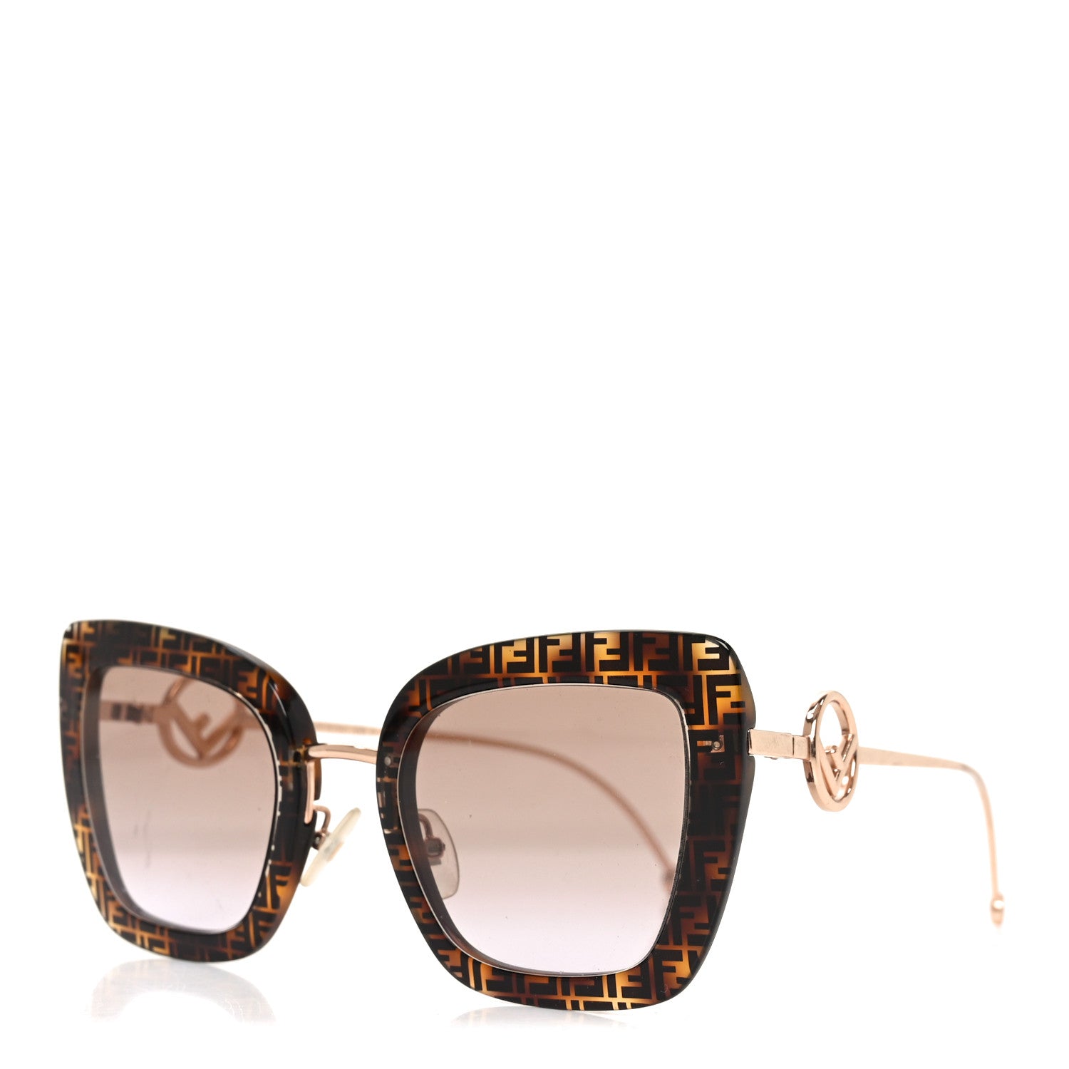Fendi Acetate Metal F is Fendi FF Square Cat Eye Sunglasses FF 0408/S Havana 1 of 7
