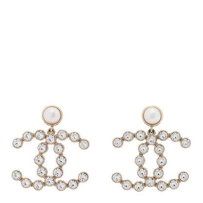 Chanel Crystal Pearl Large CC Drop Earrings Gold 1 of 5