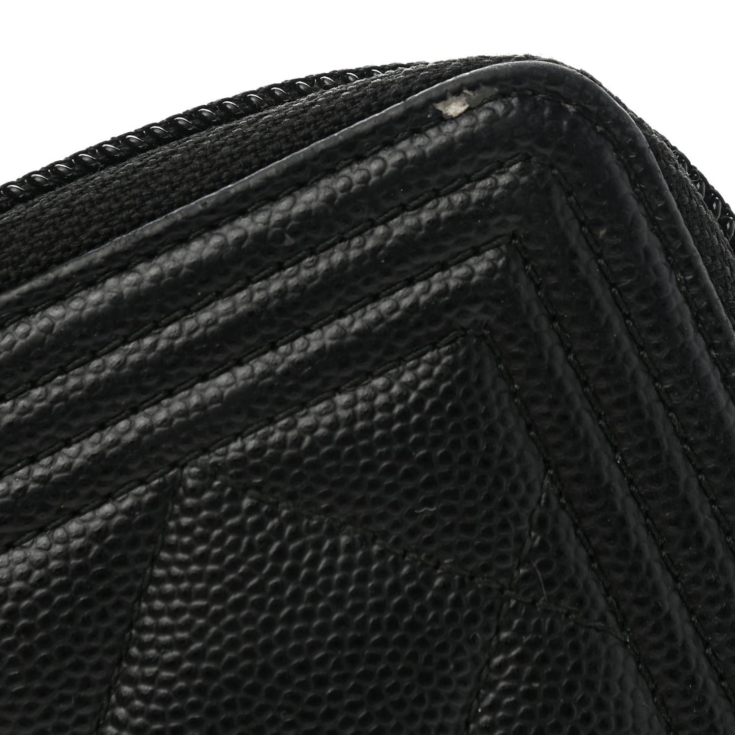 Caviar Quilted Small Boy Zip Around Wallet Black