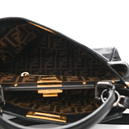 Fendi Goatskin Zucca Medium Peekaboo Iconic Satchel Black Tobacco 6 of 10