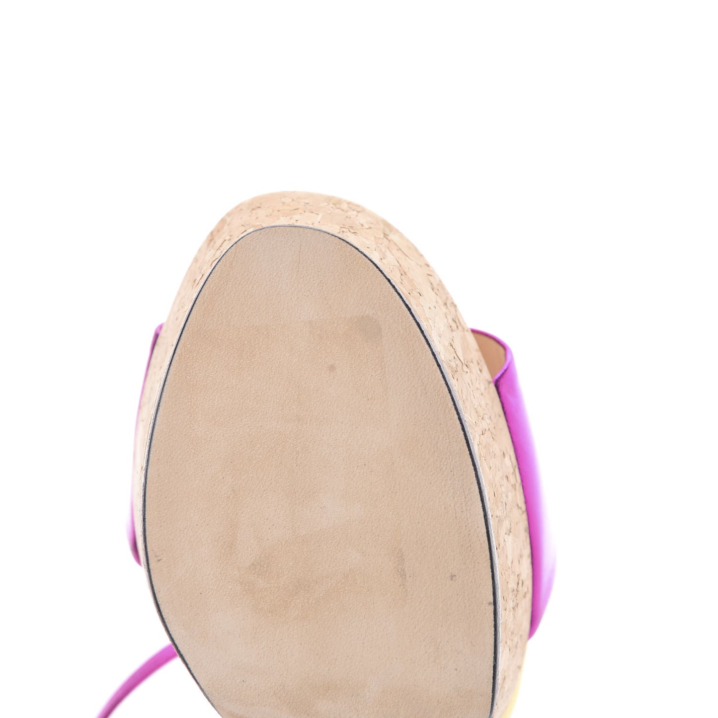 Metallic Nappa Cork Claudie Platform Sandals 38 Fuchsia Multi