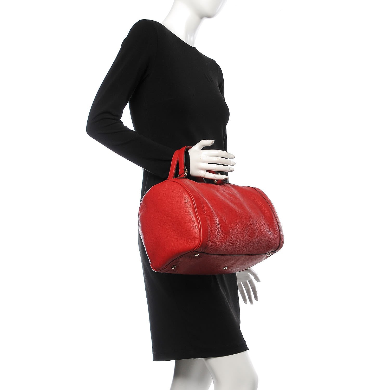 Gucci Pebbled Calfskin Medium Soho Boston Red 2 of 12