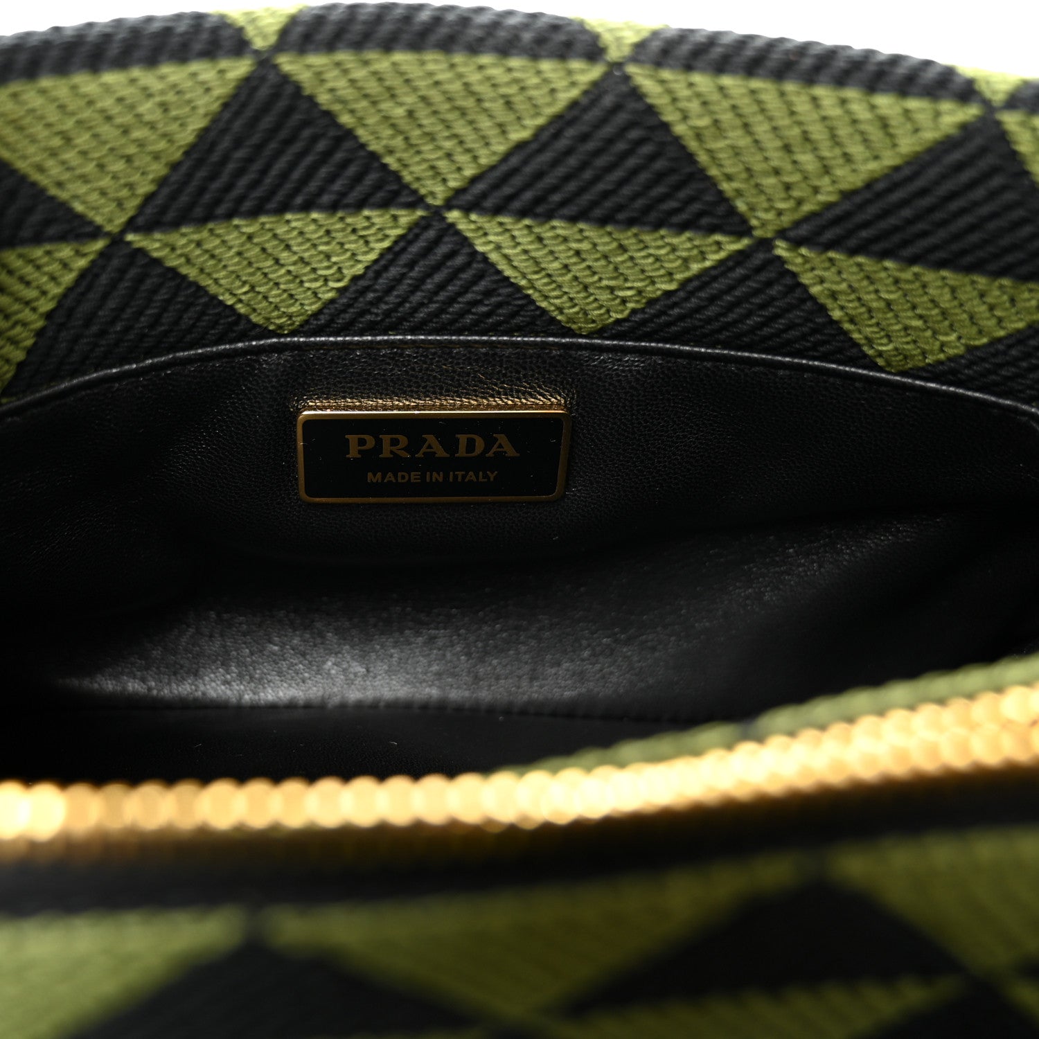 Prada Jacquard Triangolo Symbole Embroidered Small Shoulder Bag Black Edera 8 of 12
