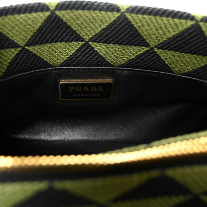 Prada Jacquard Triangolo Symbole Embroidered Small Shoulder Bag Black Edera 8 of 12
