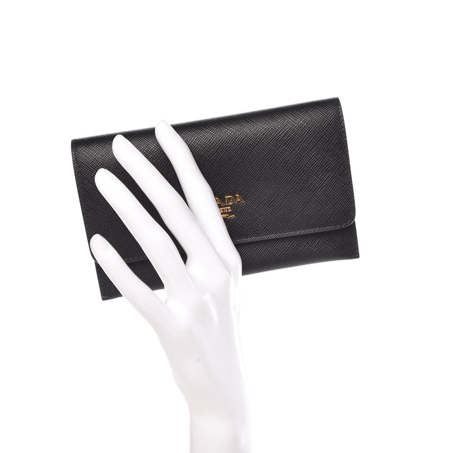 Saffiano Metal Flap Wallet Black