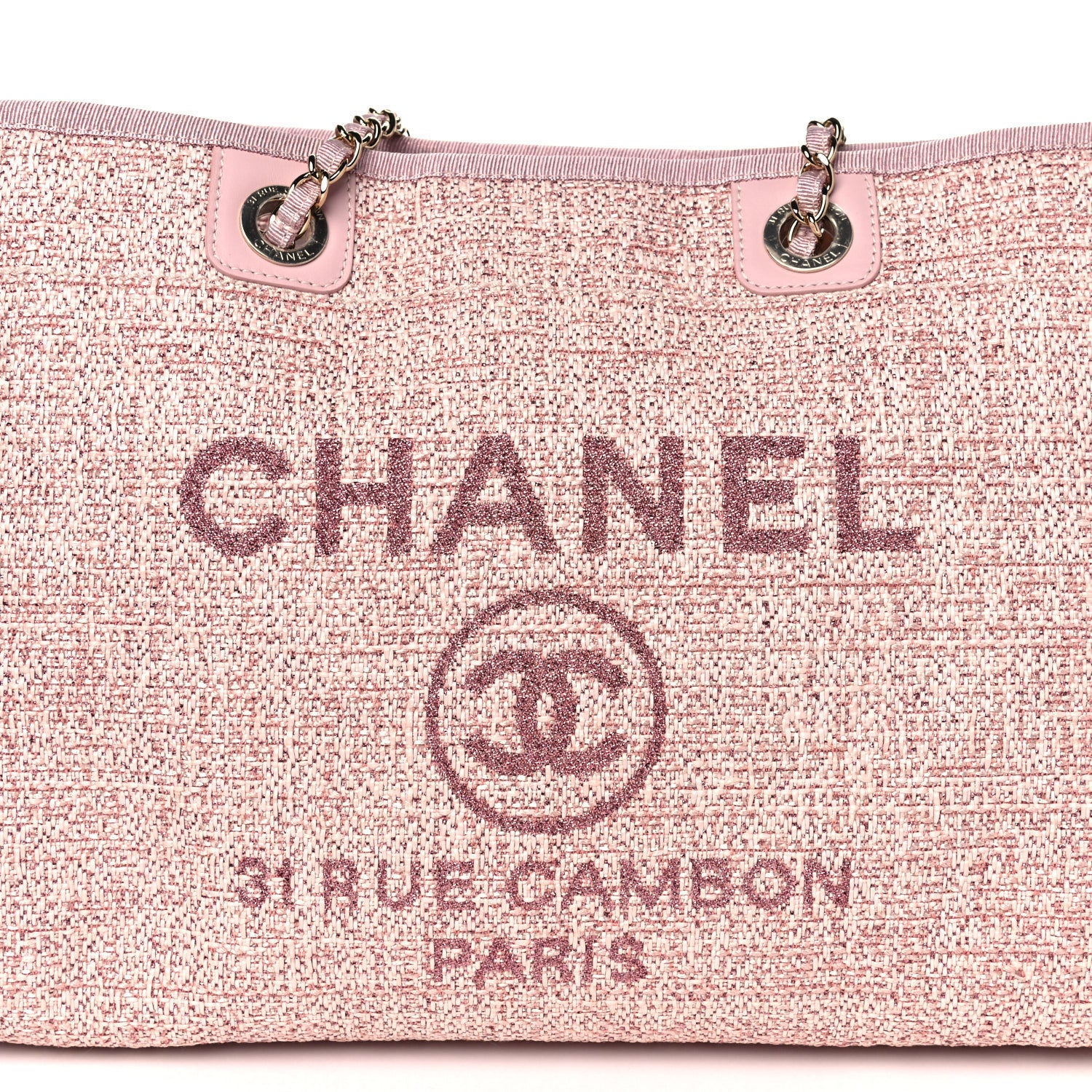 Chanel Lurex Boucle Small Deauville Tote Pink 8 of 11