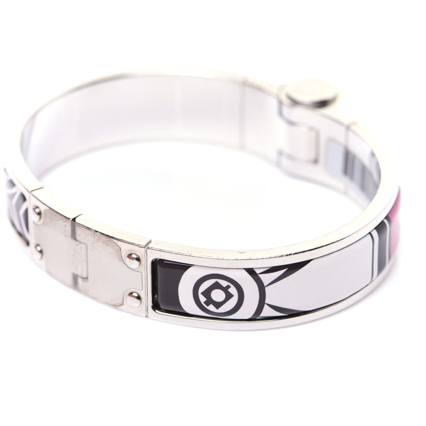 Enamel Printed Narrow Washington's Carriage Tattoo Hinged Bracelet S Faux Gris