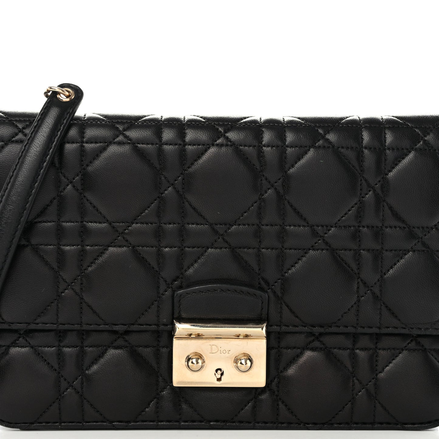 Lambskin Cannage Miss Dior Promenade Pouch Black