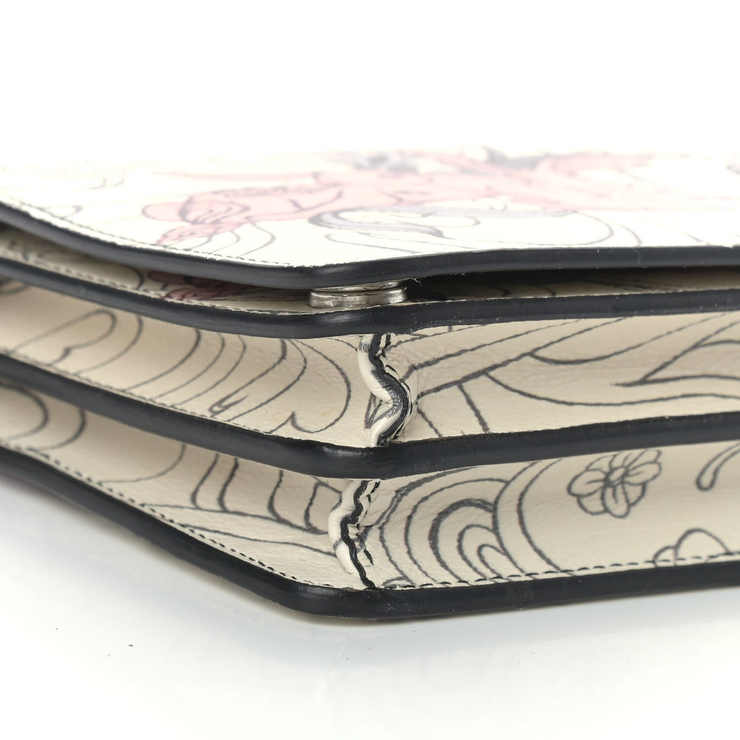 X JAMES JEAN Glace Calfskin Rabbit Print Wallet On Chain Opaline