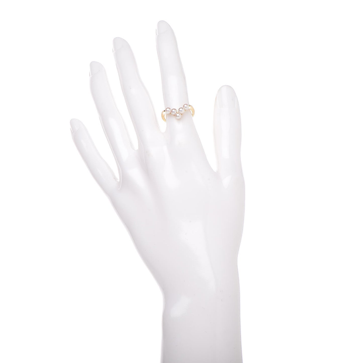 18K Yellow Gold Akoya Pearl V Ring 50 5.25
