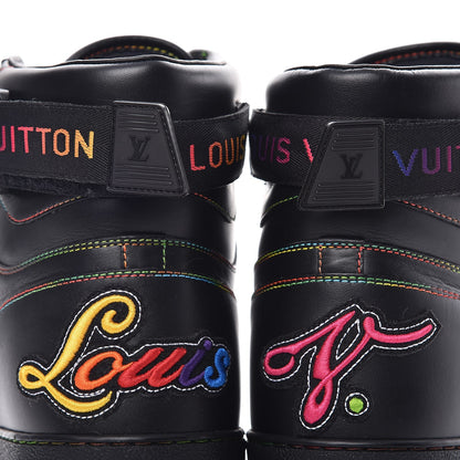 Louis Vuitton Calfskin Rivoli High Top Sneakers 8.5 Black Multicolor 10 of 12
