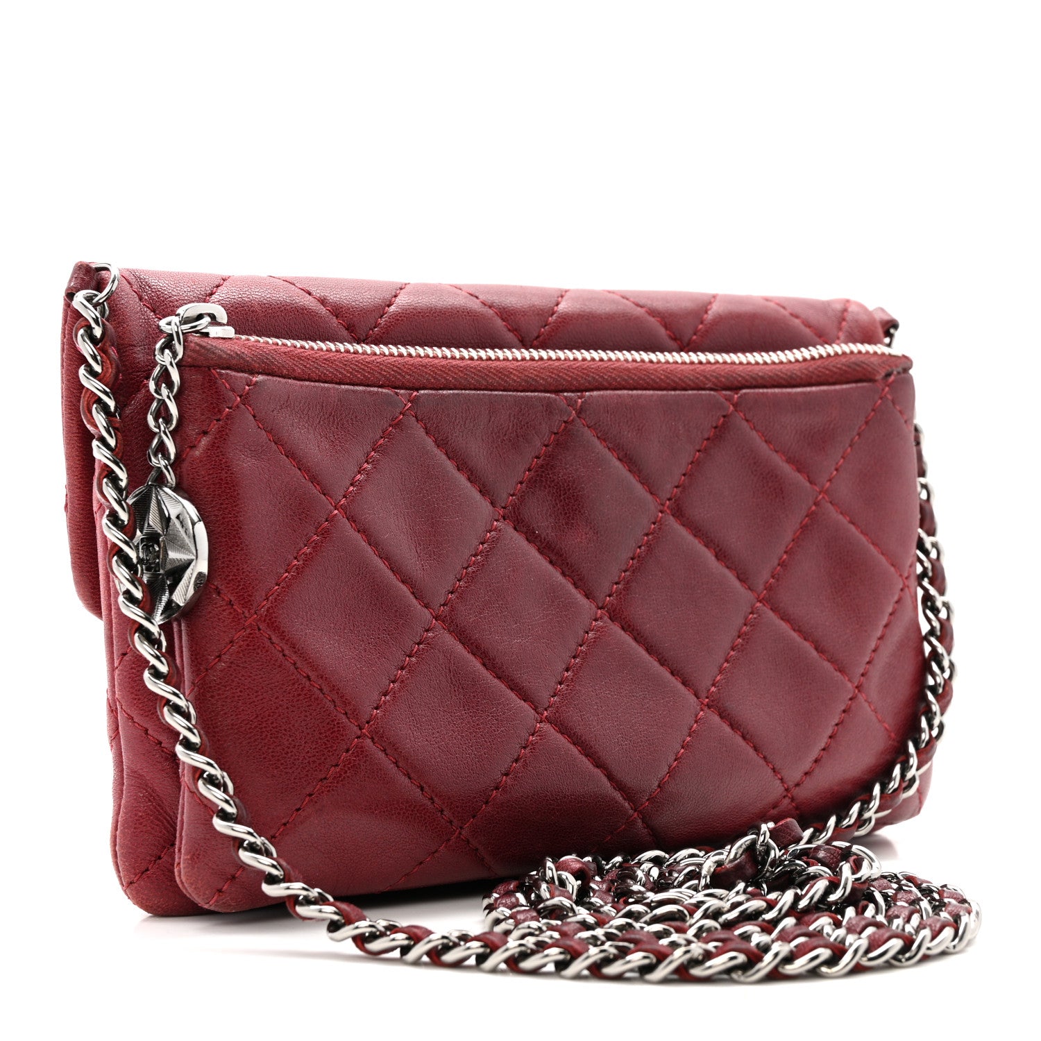 Chanel Lambskin Quilted Mini Mineral Nights Flap Crossbody Bag Dark Red 3 of 12
