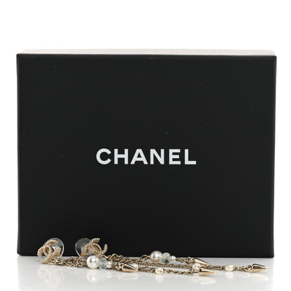 Chanel Chain Pearl CC Drop Earrings Light Gold 5 of 5