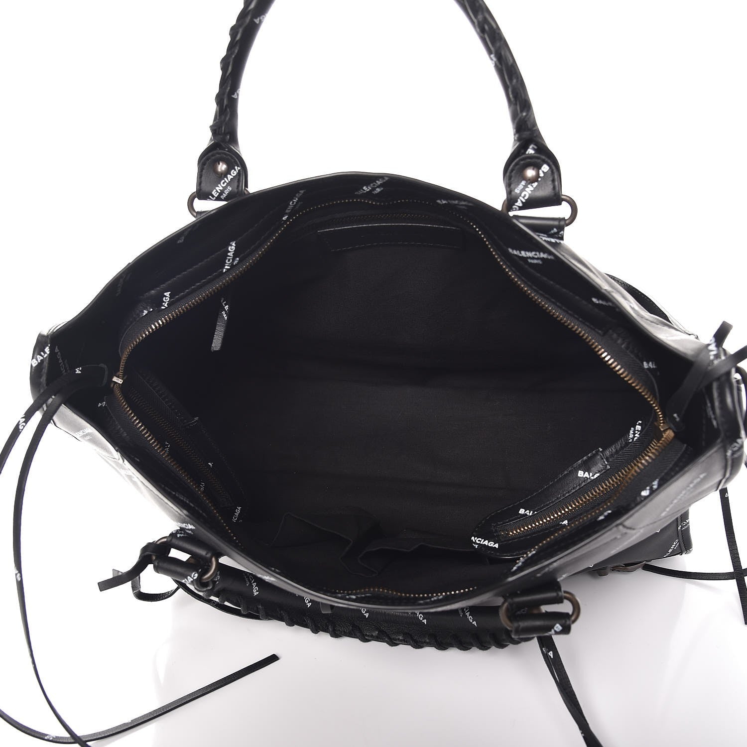 Balenciaga Veau Allover Logo Classic Hardware City Black White 6 of 8