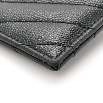 Saint Laurent Grain De Poudre Matelasse Chevron Monogram Credit Card Case Black 10 of 14