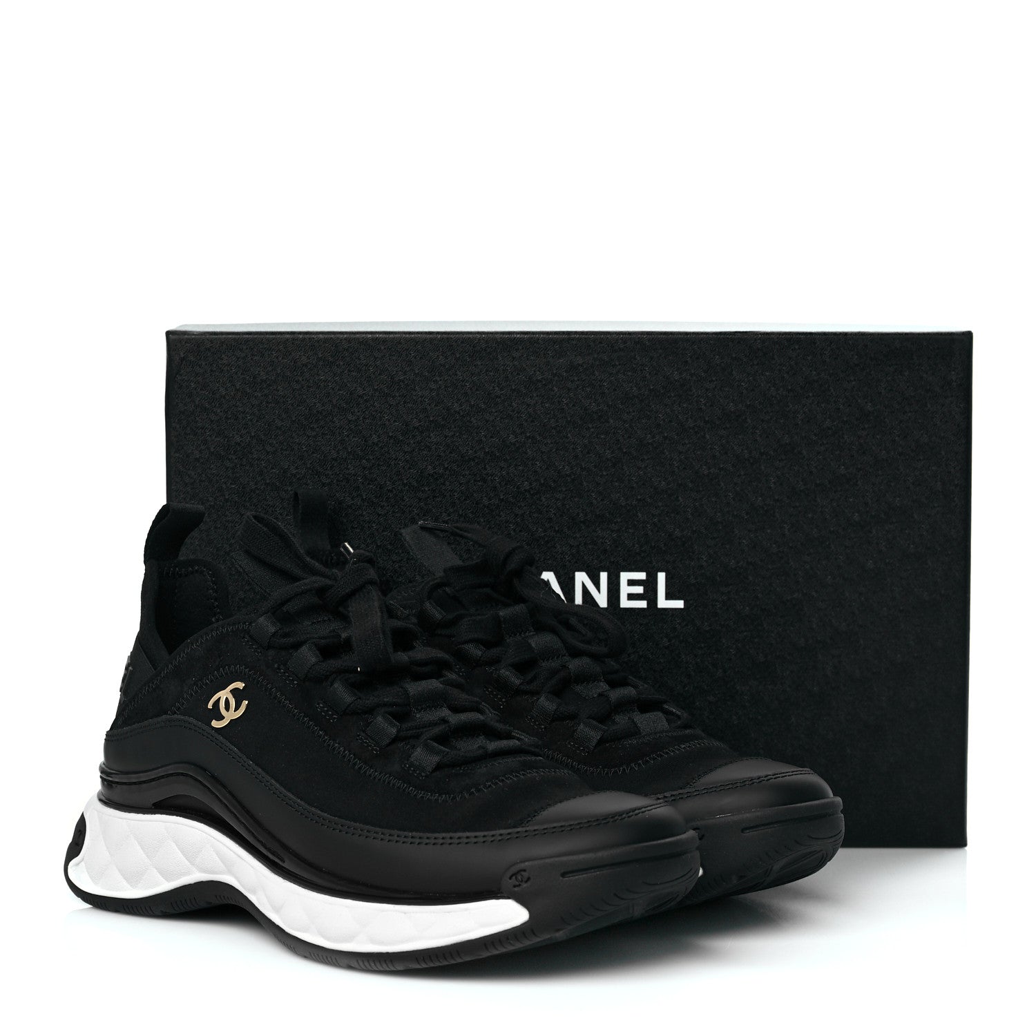 Chanel Velvet Calfskin Mixed Fibers CC Sneakers 39 Black 9 of 9