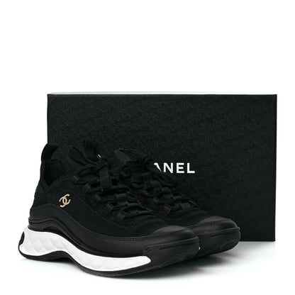Chanel Velvet Calfskin Mixed Fibers CC Sneakers 39 Black 9 of 9