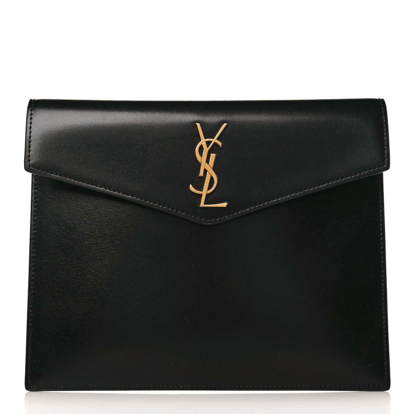 Smooth Shiny Calfskin Monogram Uptown Baby Pouch Black