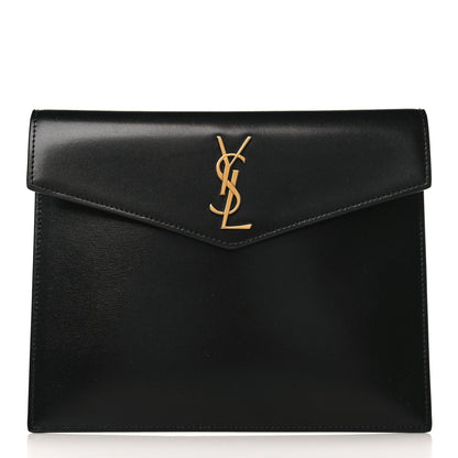 Saint Laurent Smooth Shiny Calfskin Monogram Uptown Baby Pouch Black 1 of 7