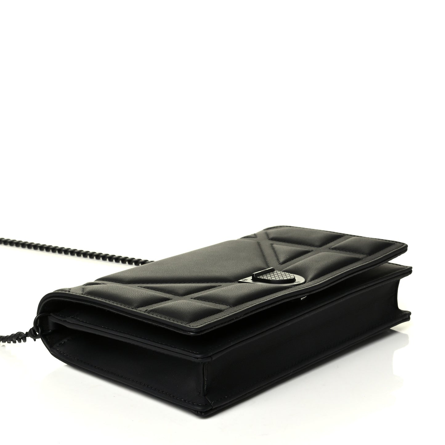 Ultra Matte Calfskin Diorama Wallet on Chain Pouch Black