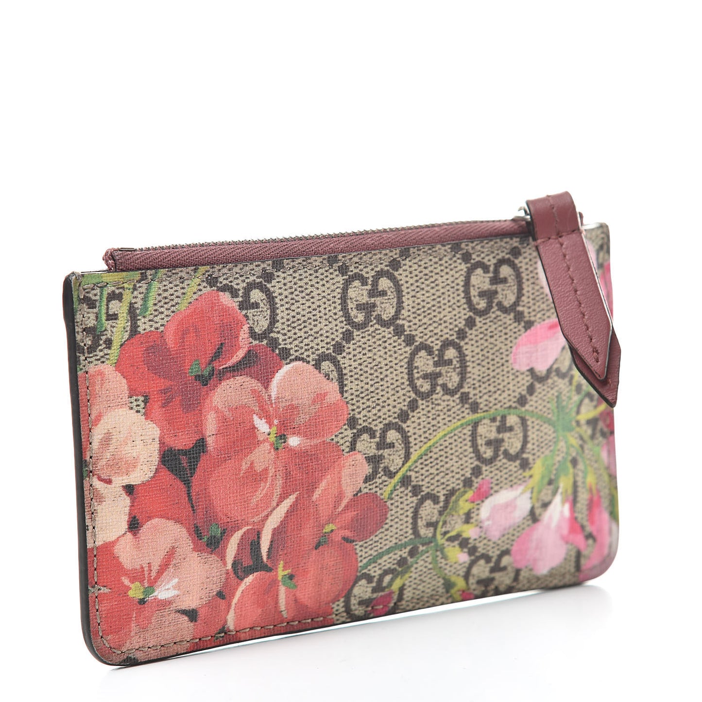 GG Supreme Monogram Blooms Key Ring Coin Case Beige Multicolor Dry Rose
