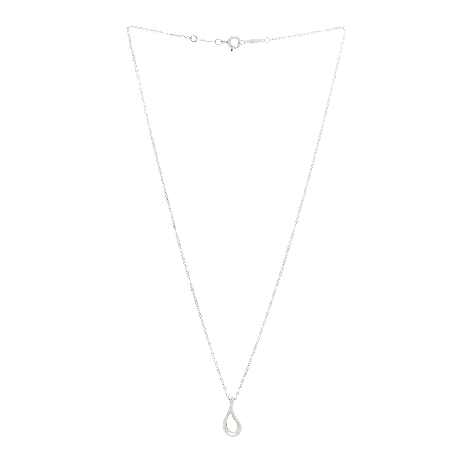 Tiffany Sterling Silver Elsa Peretti Open Tear Drop Pendant Necklace 3 of 5