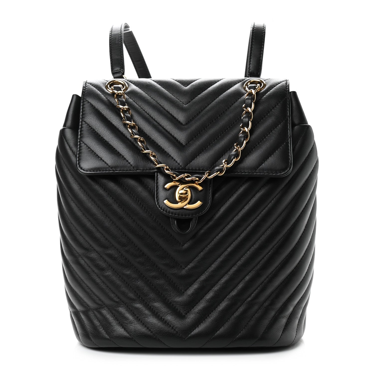 Chanel Calfskin Chevron Quilted Small Urban Spirit Backpack Black 1 of 9