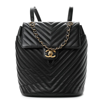 Chanel Calfskin Chevron Quilted Small Urban Spirit Backpack Black 1 of 9